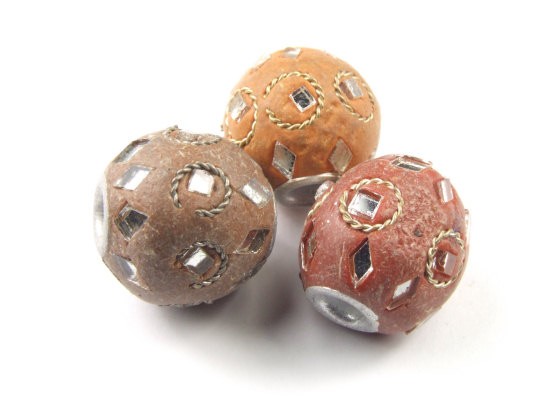 Kashmiri Perlen, rund, Erdfarben, 15x13mm