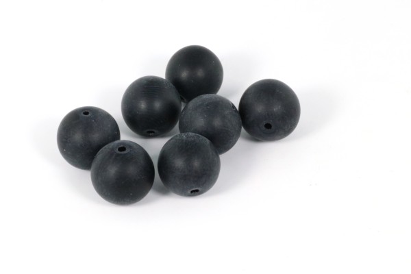 Glasperlen, Schwarz, mattiert, 12mm