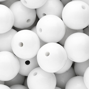 Perlen aus Acryl, rund, Schneeweiß, shiny, glänzend, 18mm