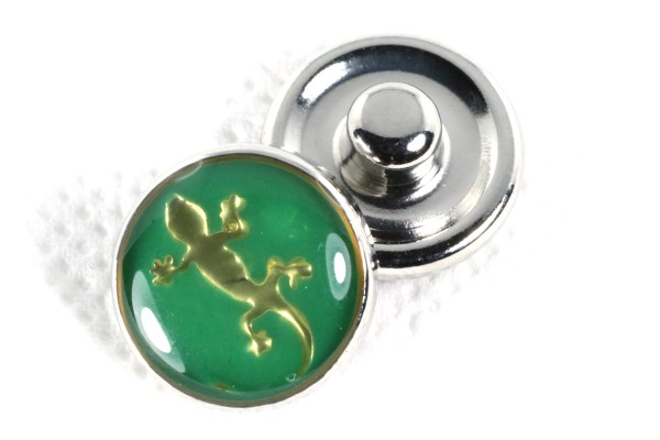 Mini Schmuckdruckknopf, Gecko, 12mm