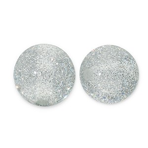 Acrylperlen zum Basteln, rund, mit silberfarbenem Glitzer, Grau, 12mm