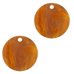 Resin Anhänger für Bohoschmuck, rund, Golden Brown, 12mm