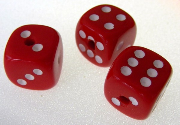 Würfelperlen, Rot, 12x12mm