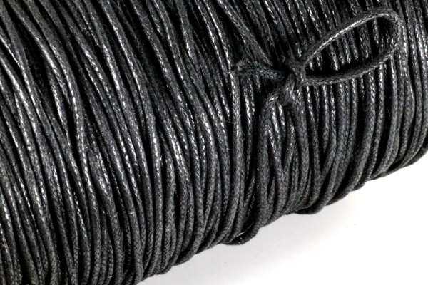 Baumwollband, gewachst, Schwarz, 1.5mm