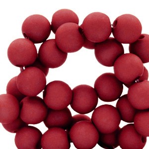 Perlen aus Acryl, rund, Cherry Red, matt, 4mm