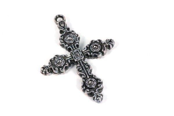 Anhänger, Kunststoff, Metall Look, für 3mm Similisteine, Antik, 55x39m