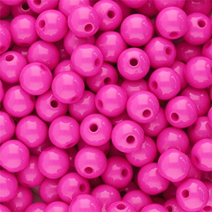 Acrylperlen, rund, Magenta Pink, shiny, glänzend, 6mm