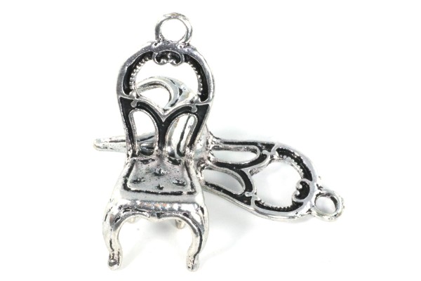 Anhänger, Stuhl, Antik, Antik Silberfarben, 32x14mm