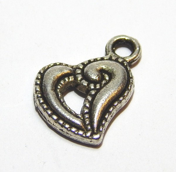 Anhänger, Herz, Antik Silberfarben, 17x13m