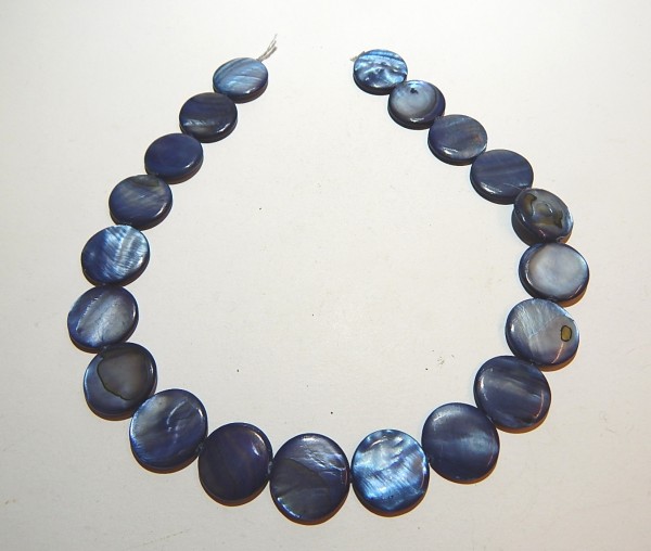 Muschelperlen, Scheiben, Blaugrau, 20mm