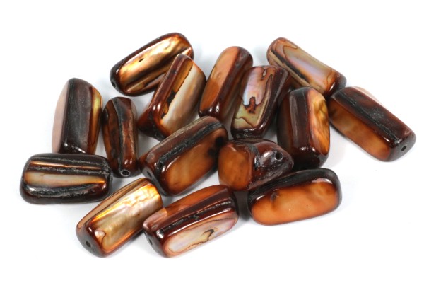 Muschelperlen, Stäbchen, Mocca, ca. 14x6mm