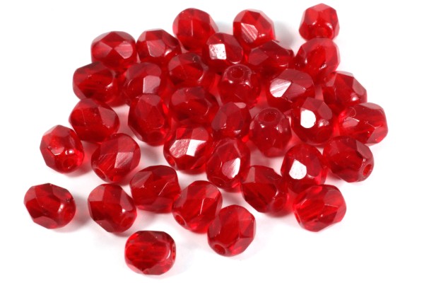 Glasschliffperlen, Rubinrot, 4mm, 50 Stück