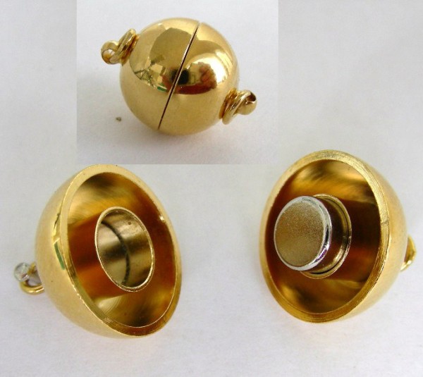 Power-Magnetverschluss, rund, Vergoldet, 14mm