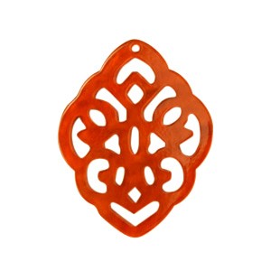 Anhänger, Resin, Rhombe, Barock, Tangerine Tango Orange, 33x42mm