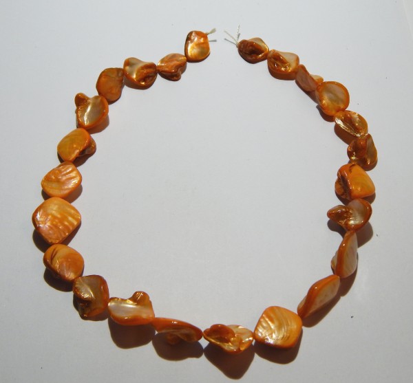 Perlmuttperlen, 1 Strang, Nuggets, groß, Orange