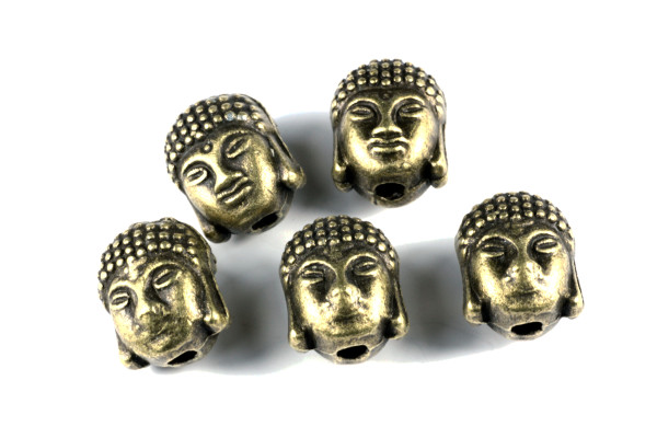 Buddha Kopf, Metallperlen, Bronzefarben, 10x8mm