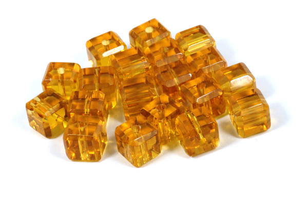 Kristallglaswürfel, Honig, 6x6mm