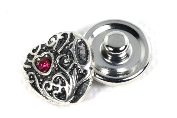 Mini Schmuckdruckknopf, Herz, Strass, 13mm