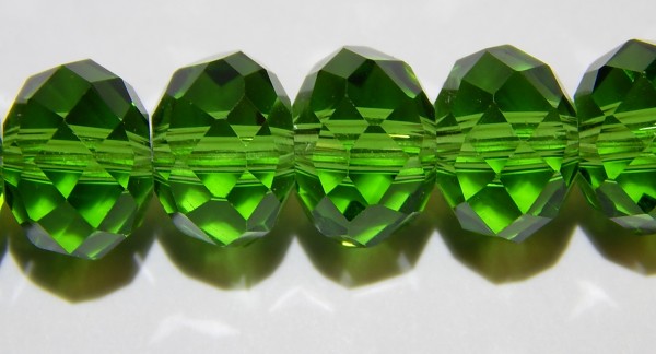 Schliffperlen, Rondelle, Dunkelgrün, 8x10mm