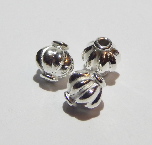 Metallperlen, Tönnchen, Silberfarben, 8mm