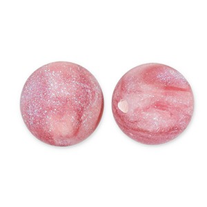 Acrylperlen, rund, mit türkis Glitzer, Pink, 8mm