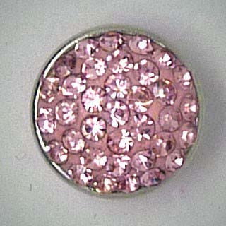 Mini Druckknopf, rosa Strass,13mm