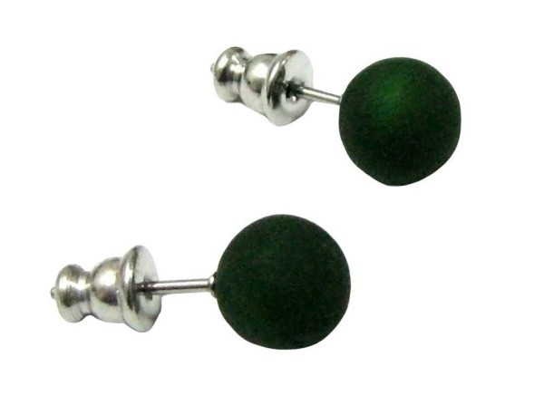 Polaris Ohrstecker, Edelstahl, Moos matt, 1 Paar, 6mm