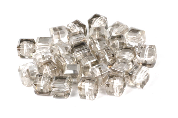 Kristallglaswürfel, Grau irisierend, 6x6mm
