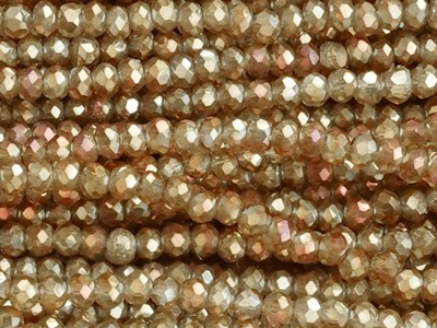 Facettperlen, Rondelle, Braun AB, 1.7x2.5mm, ca. 175 Stück per Strang