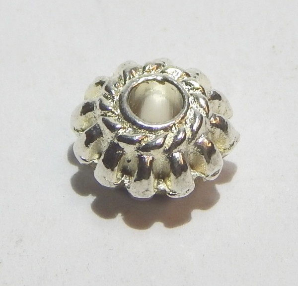 Metallperlen, Rondell, Silberfarben, 8x5mm