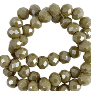 Schliffperlen, Rondelle, Moss Green-Pearl Shine coating, 6x4mm