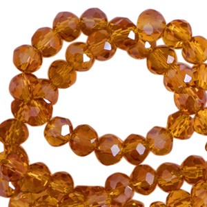 Schliffperlen, Rondelle, Russet Brown-Pearl Shine coating, 4x3mm