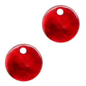 Anhänger aus Resin, Schmuckherstellung, rund, Cherry Red, 12mm