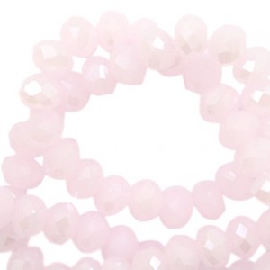 Glasschliffperlen, Rondelle, Light Pink-Pearl Shine coating, 4x3mm