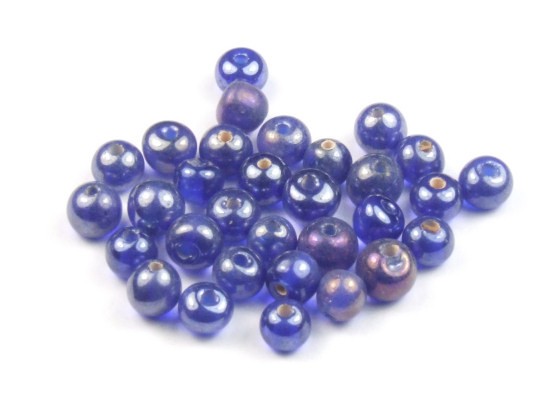 Glasperlen Lüsterglanz, rund, Ocean-Blue, 4 mm
