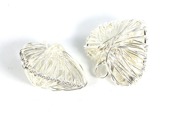 Anhänger, Herz, Draht gewickelt, Silberfarben, 27x22mm