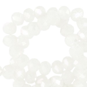 Glasperlen mit Schliff, Rondelle, Daisy White-Pearl Shine coating, 4x3mm