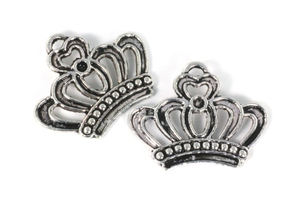 Anhänger, Krone, Antik Silberfarben, 22x18mm