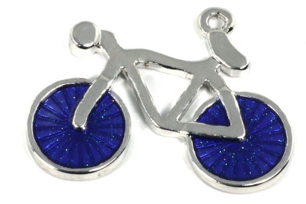 Anhänger, Rad, Epoxyauflage, Violettblau, 34x27mm