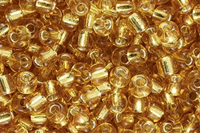 Rocailles, rund, Light Yellow Goldfarben mit Silberfolieneinzug, 15gr., 8/0, 3mm