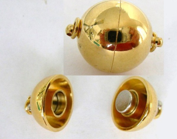Magnetverschluss, stark, rund, Vergoldet, 10mm