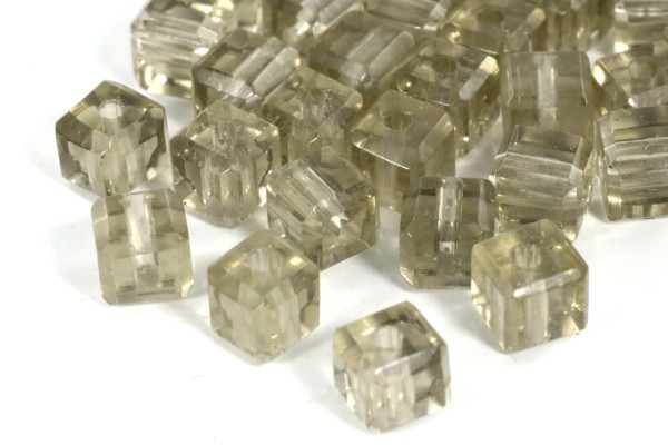 Glaswürfel mit Schliff, Smoked Quarz, 4x4mm