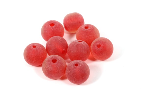 Glasperlen, Rot, mattiert, 12mm