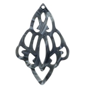 Anhänger aus Kunstharz, Diamantform, barocker Stil, Jeansblau, 64x42mm