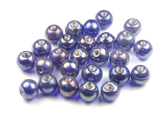 Glasperlen, Lüsterglanz, rund, Ocean-Blue, 8mm