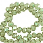 Schliffperlen, Rondelle, Vineyard Green-Pearl Shine coating, 6x4mm