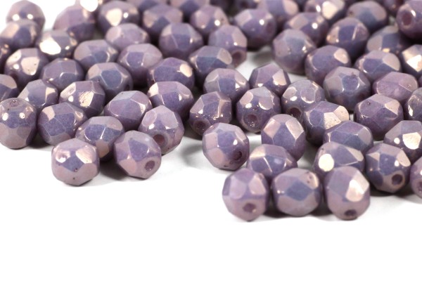 Schliffperlen, feuerpoliert, Chalk White Copper, 4mm, 50 Stück