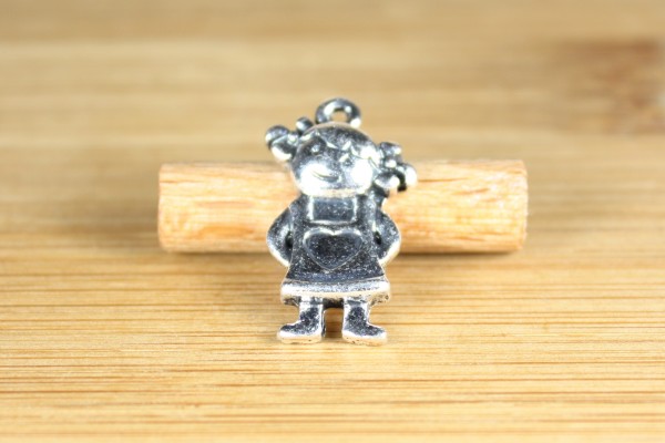 Anhänger, Mädchen, Silberfarben, 24x14mm