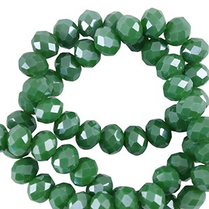 Perlen aus Glas, Rondelle, facettiert, Nil Green-Pearl Shine coating, 6x4mm