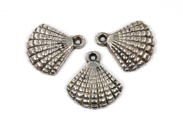 Anhänger, Muschel, Antik Silberfarben, 17mm